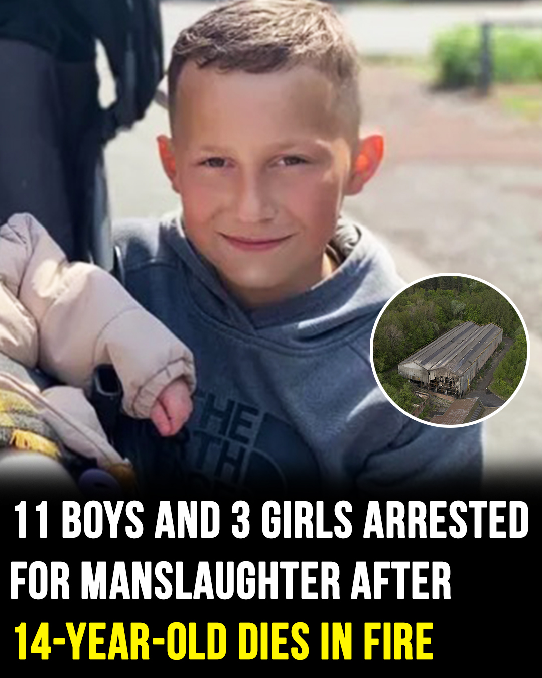 Boy, 14, found dead in fire — 14 kids arrested