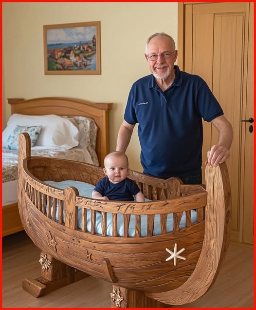 “This Grandpa Built a Viking Ship Cradle for His Grandson — and It’s Absolutely Epic!”