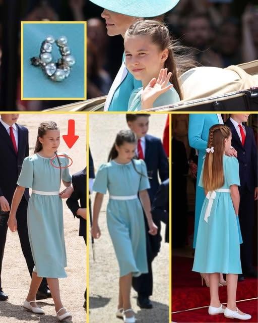 Princess Charlotte, 10, Charms Millions in Teal Dress and Historic Diamond Brooch Once Worn by the Queen