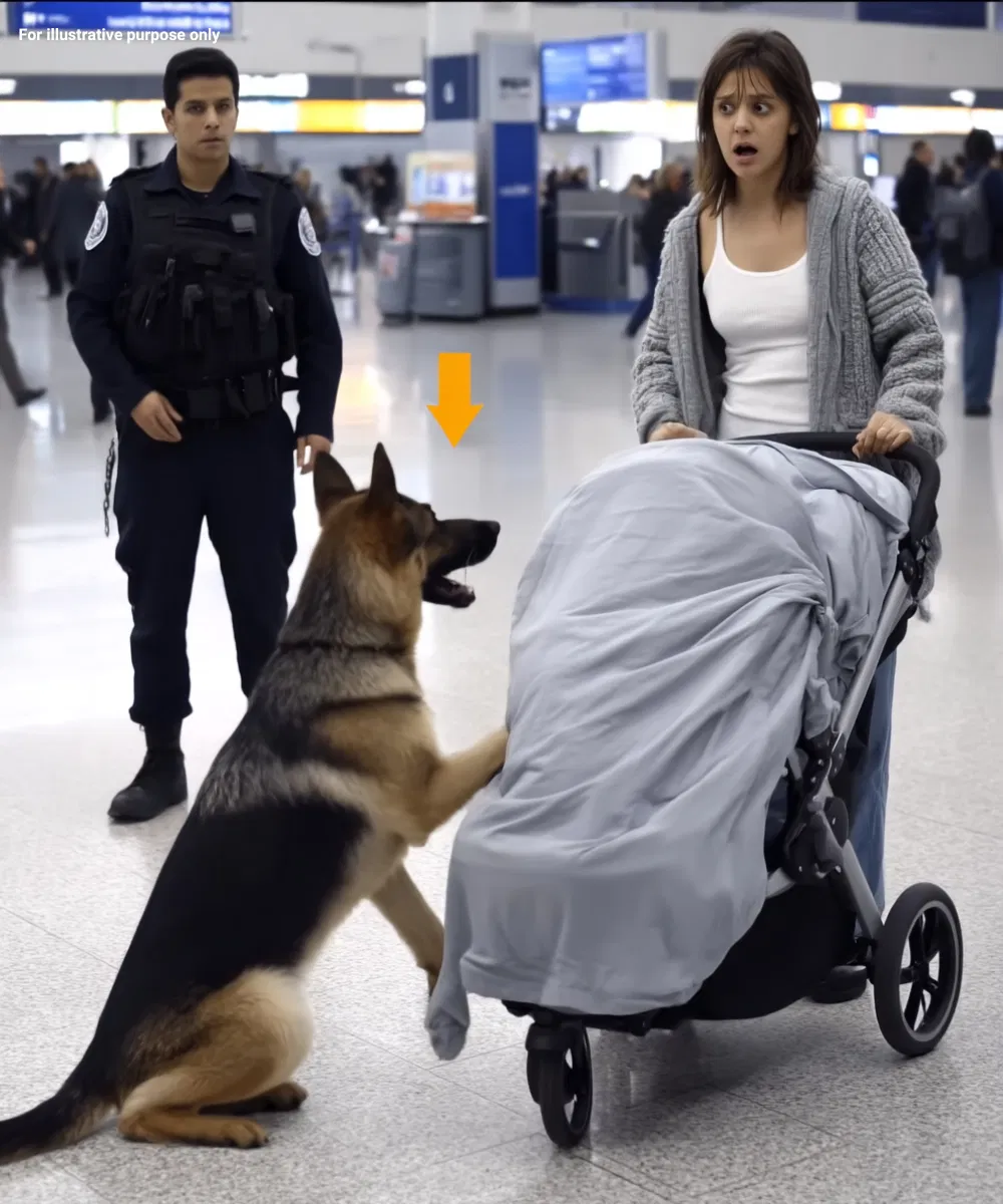 Service Dog Lunges at Baby Stroller in Airport — What Was Hidden Inside Left Everyone Paralyzed