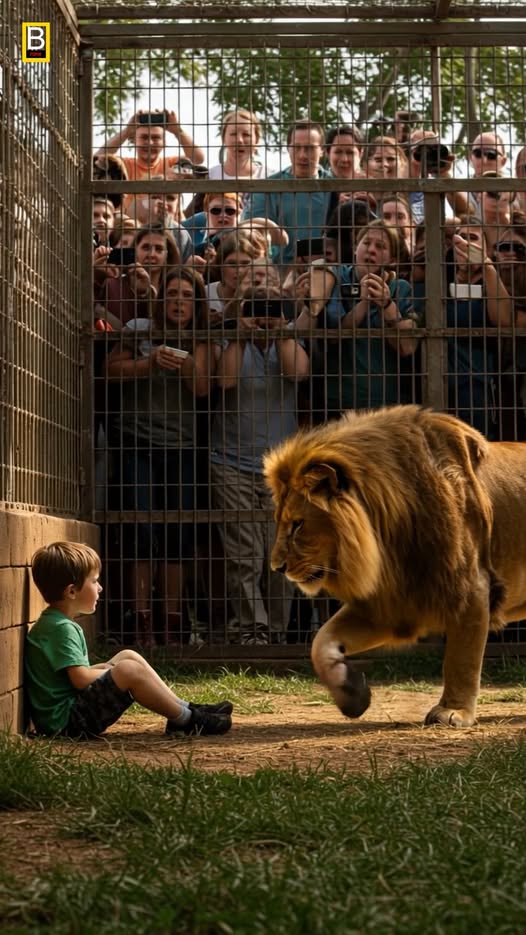 A child accidentally wandered into the lion’s enclosure, sparking panic among onlookers. But instead of danger, something completely unexpected happened—the lion approached gently, showing calm and curiosity rather than aggression, leaving everyone stunned and relieved.