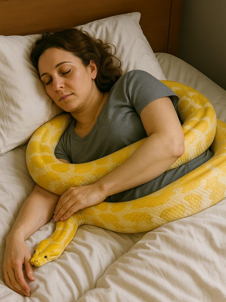 The woman raised a huge python at home: one day the snake began to behave strangely, stopped eating and wrapped itself around the waist of the owner,