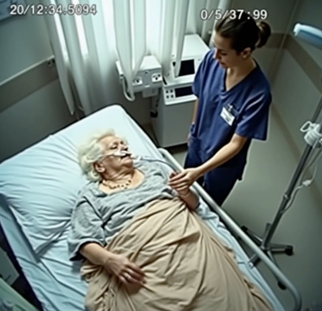 An elderly woman was living her final hours, and beside her was only a young