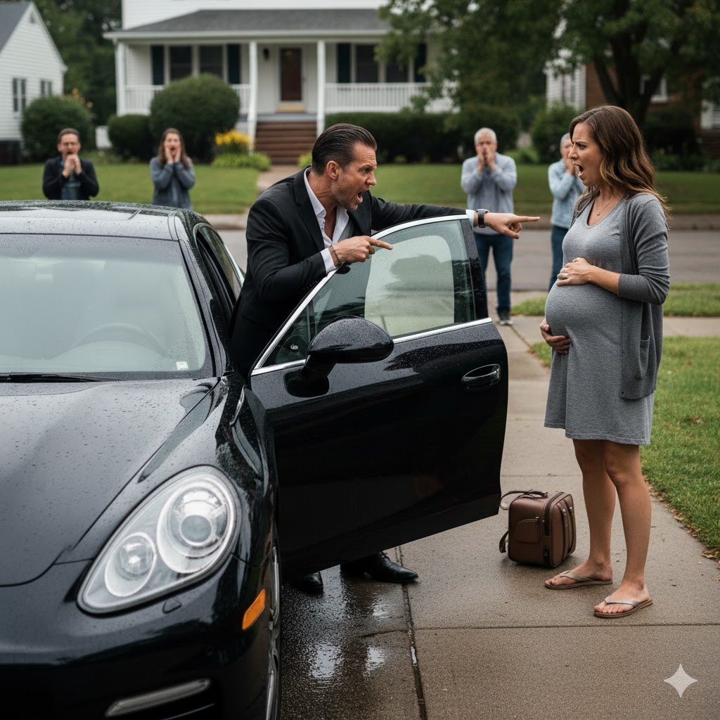 Husband kicked his pregnant wife out of his new car, saying, “Don’t bring bad luck to my ride” — but her reaction left him stunned.