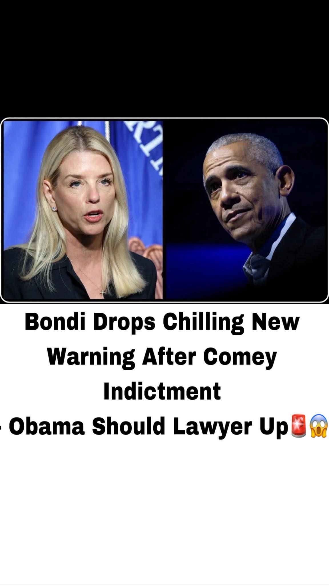 Pam Bondi Announces “End of Politicized Justice” After James Comey Indictment