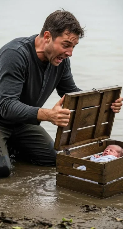I watched a man toss a wooden crate into the river and speed away. Heart pounding, I ran closer — and heard a faint sound from inside. My hands trembled as I whispered, “Please… let it be empty.” When I lifted the lid, I froze.