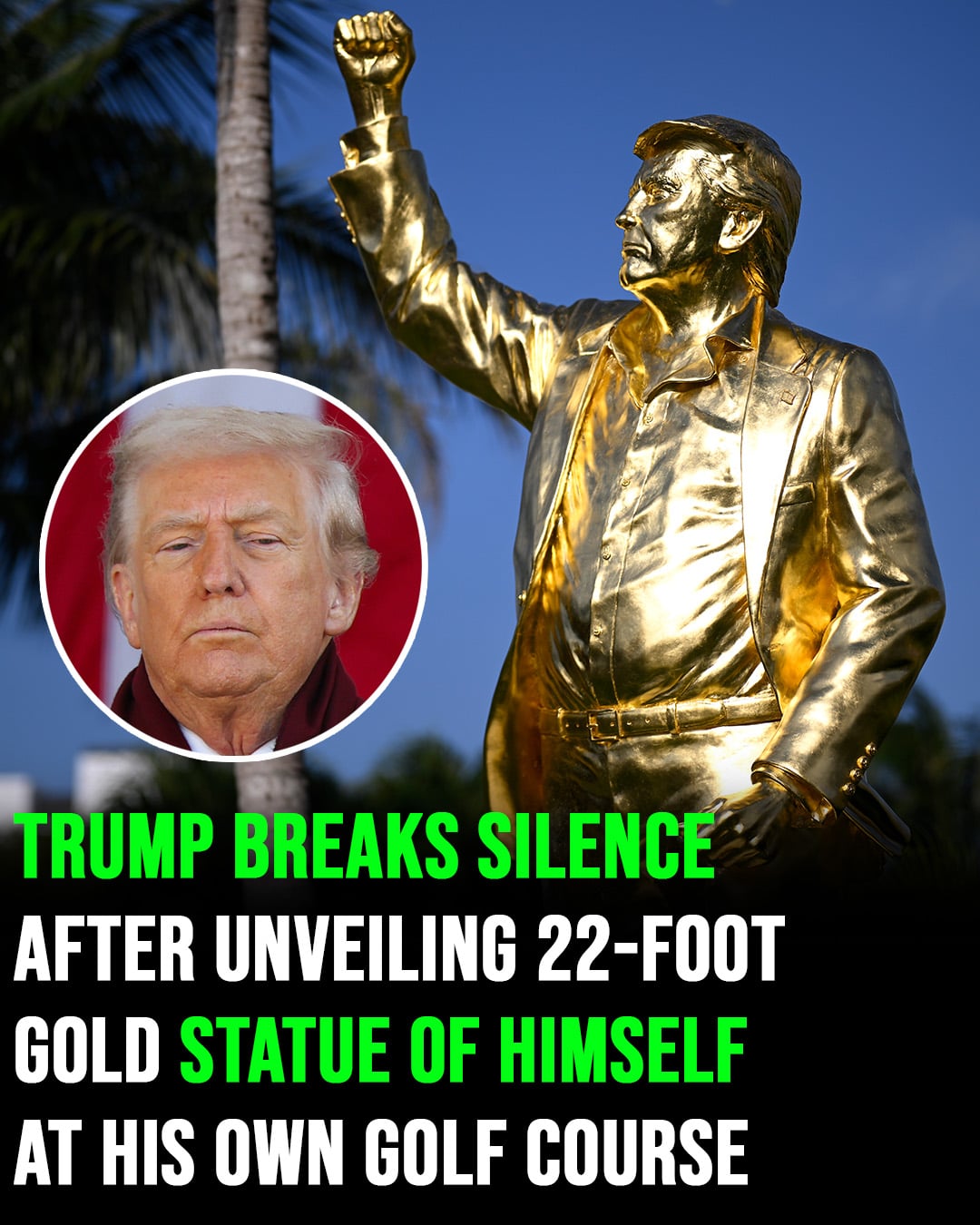 Trump Unveils Giant Gold Statue of Himself and America Immediately Explodes in Debate