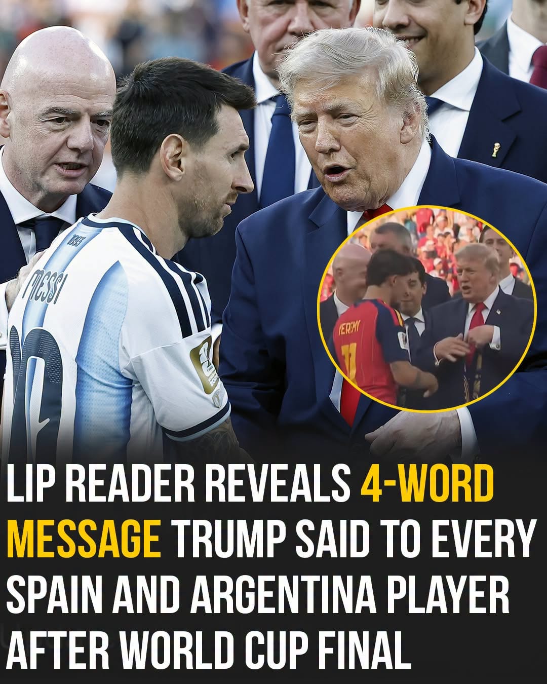 Lip Reader Claims Trump Repeated the Same Four Words to Every Player During the World Cup Medal Ceremony