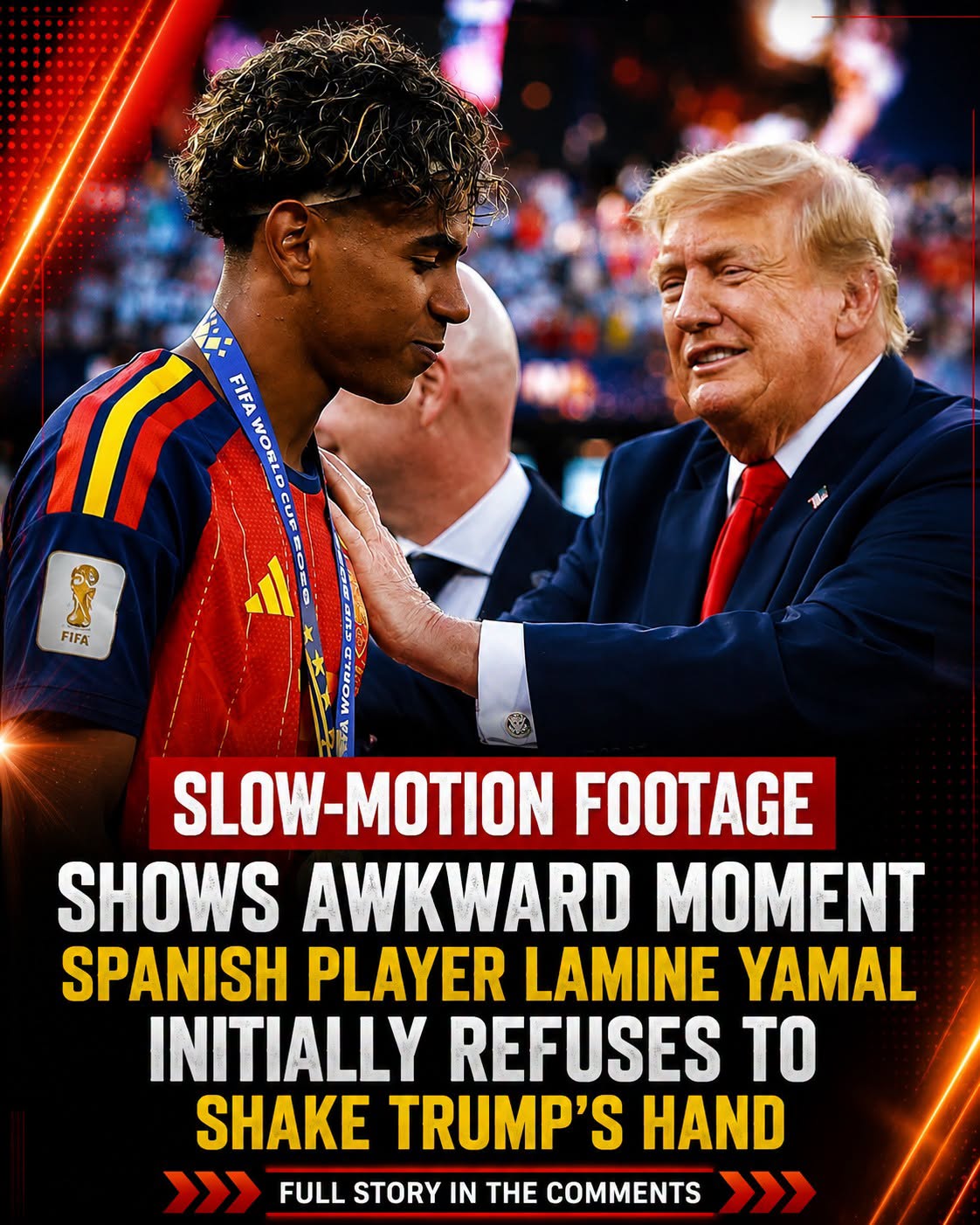 Slow Motion Replay Of Lamine Yamal And Donald Trump Handshake Sparks Worldwide Debate